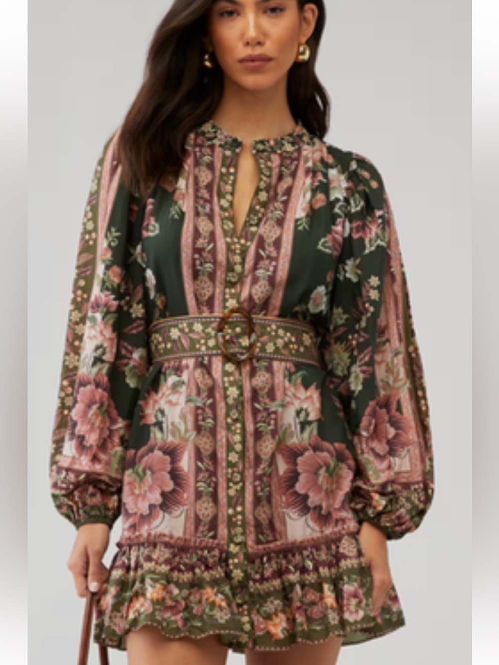 NWT Size M - FARM RIO Green Flowering Garden Tree Cotton Blend Mini Dress - Picture 7 of 15